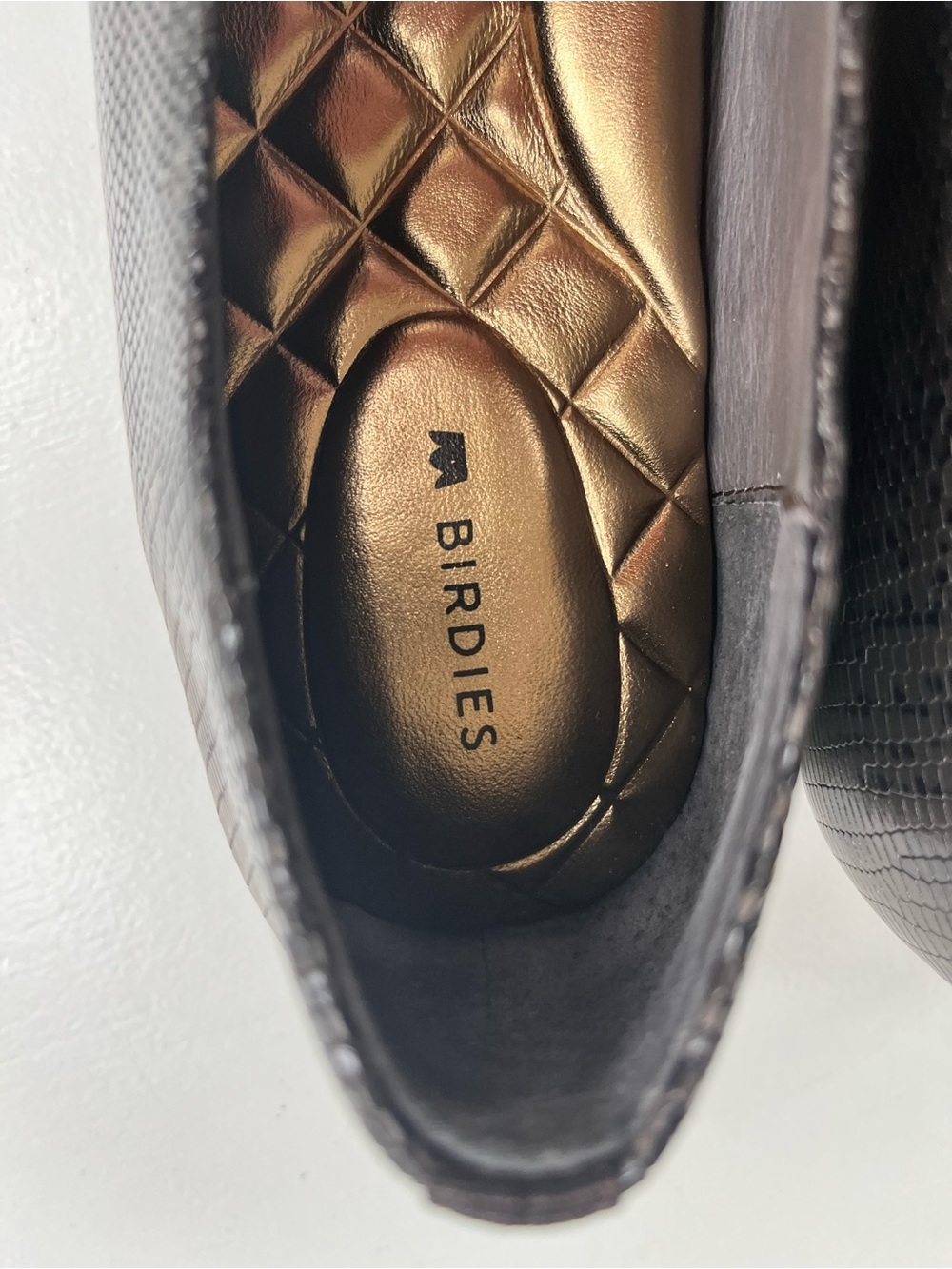 Birdies Black Textured Slip-On Flats with Quilted Metallic Insole - Picture 10 of 11